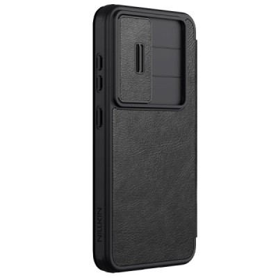 Samsung Galaxy S25+ роскошный серии Nillkin Qin Pro кожаный чехол-книжка - чёрный | Vacins.lv