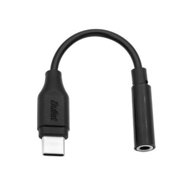 "Bullet" melns USB-C 3.5 mm AUX adapteris austiņām | Vacins.lv