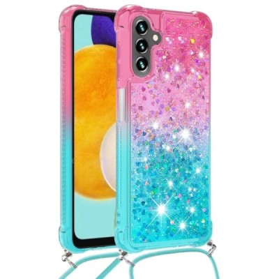Samsung Galaxy A54 5G "Yibo" Shine Strap cietā silikona (TPU) vāciņš - rozs/zils | Vacins.lv