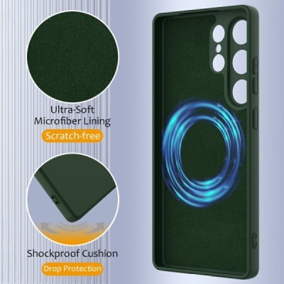 Samsung Galaxy S25 Ultra "Shell" MagSafe cieta silikona (TPU) tumši zaļa apvalks | vacins.lv