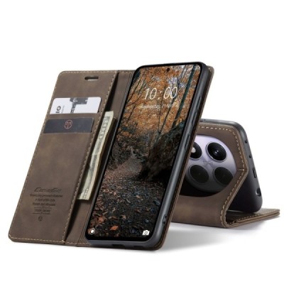 Xiaomi Redmi Note 14 Pro 4G CaseMe Retro solīds atvēramais ādas brūns maciņš - maks | Vacins.lv
