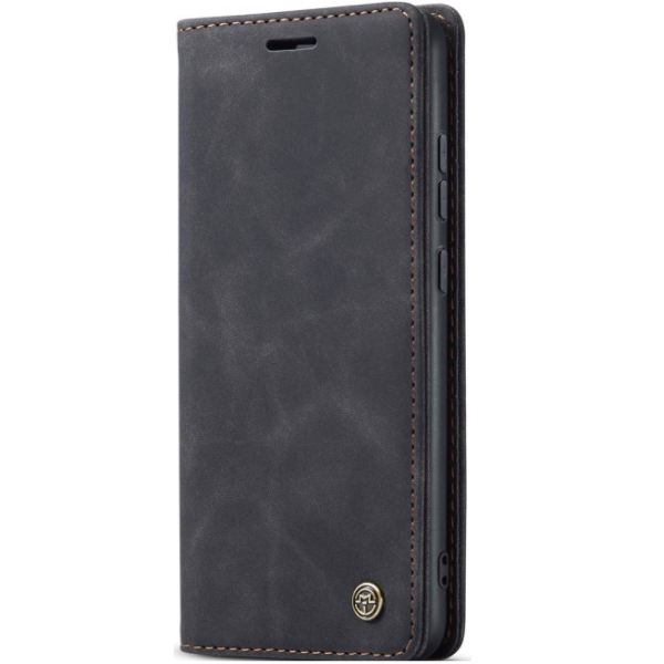 Кожиный чехол-книжка "CaseMe" Retro - чёрный (Redmi Note 14 Pro 4G)