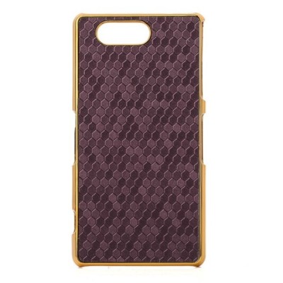Sony Xperia Z3 Compact (D5803, M55w) elegantiškas korėtas raudonas raštuotas dėklas su auksiniais apvadais / Priedai.lt