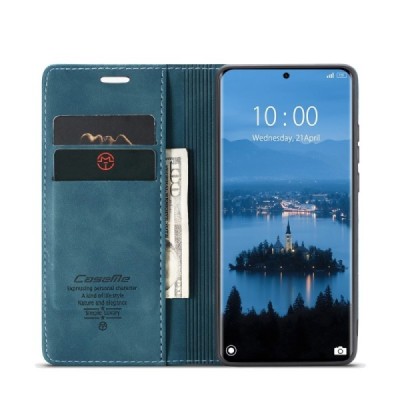 Кожиный чехол-книжка "CaseMe" Retro - зелёный (Redmi Note 14 Pro 5G / Note 14 Pro+ 5G / Poco X7 5G)