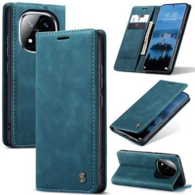 Кожиный чехол-книжка "CaseMe" Retro - зелёный (Redmi Note 14 Pro 5G / Note 14 Pro+ 5G / Poco X7 5G)