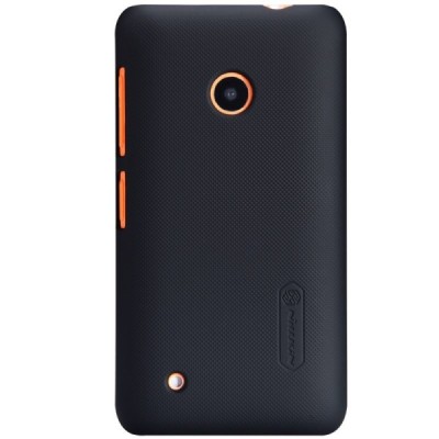 Nokia Lumia 530 Nillkin Frosted Shield melns plastmasas futrālis + ekrāna aizsargplēve / Vacins.lv