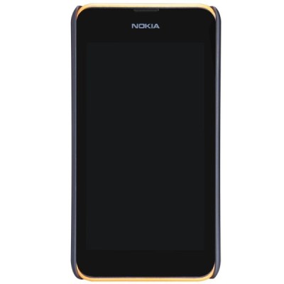 Nokia Lumia 530 Nillkin Frosted Shield melns plastmasas futrālis + ekrāna aizsargplēve / Vacins.lv