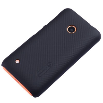 Nokia Lumia 530 Nillkin Frosted Shield melns plastmasas futrālis + ekrāna aizsargplēve / Vacins.lv