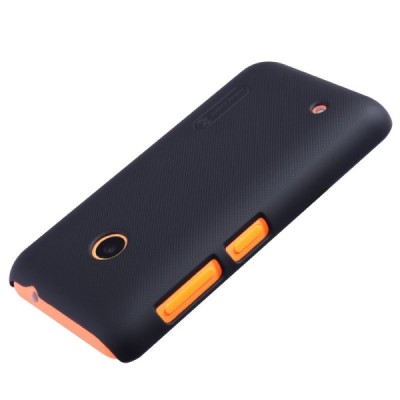 Nokia Lumia 530 Nillkin Frosted Shield melns plastmasas futrālis + ekrāna aizsargplēve / Vacins.lv