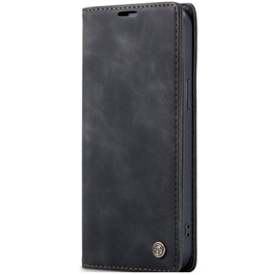 Кожиный чехол-книжка "CaseMe" Retro - чёрный (iPhone 17e / 16e)