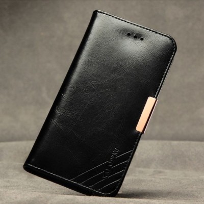 Apple iPhone 6 (6s) „Kalaideng“ Royale ādas atvēramais melns futrālis / Vacins.lv