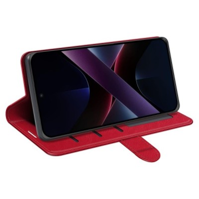 Poco X7 Pro 5G, Redmi Turbo 4 5G Binfen открываемый красный кожаный чехол - книжка | Vacins.lv