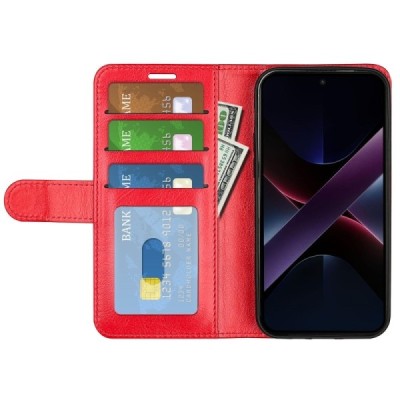 Poco X7 Pro 5G, Redmi Turbo 4 5G Binfen открываемый красный кожаный чехол - книжка | Vacins.lv