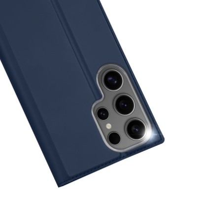 Samsung Galaxy S25 Ultra „Dux Ducis“ Skin sērijas tumši zils ādas atvērams maciņš | Vacins.lv