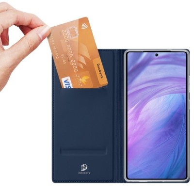 Samsung Galaxy S25 Ultra „Dux Ducis“ Skin sērijas tumši zils ādas atvērams maciņš | Vacins.lv