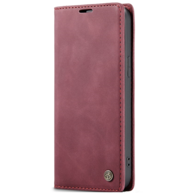 Кожиный чехол-книжка "CaseMe" Retro - бордовый (iPhone 17e / 16e)
