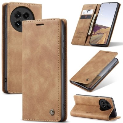 OnePlus 13 CaseMe Retro solīds atvēramais ādas gaiši brūns maciņš - maks | Vacins.lv