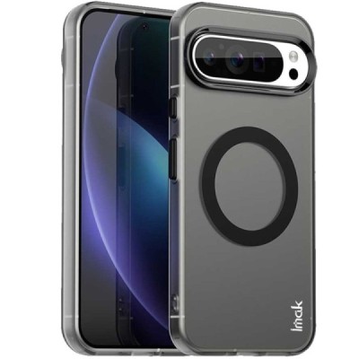 Google Pixel 9 (9 Pro) "IMAK" Candy MagSafe matēts cieta silikona (TPU) apvalks - melns | vacins.lv