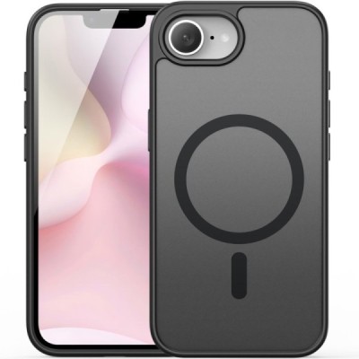 iPhone 16e "DUX DUCIS" Yind MagSafe matēts cieta silikona (TPU) apvalks - melns | vacins.lv