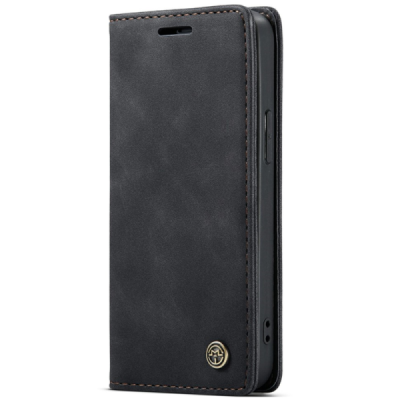 Apple iPhone 13 CaseMe Retro solīds atvēramais ādas melns maciņš - maks | Vacins.lv