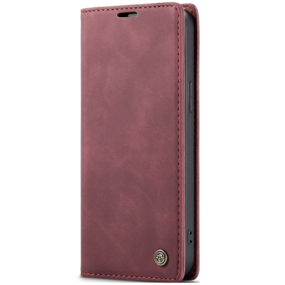 Apple iPhone 13 CaseMe Retro solīds atvēramais ādas bordo maciņš - maks | Vacins.lv