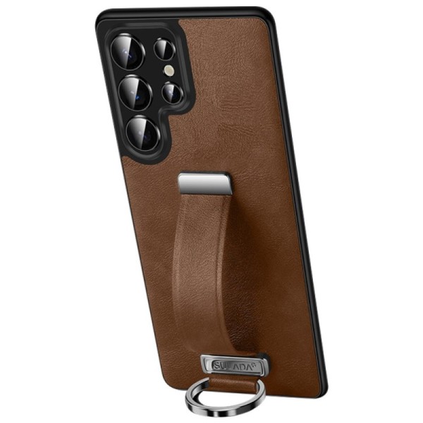 "SULADA" Leather Kickstand чехол - коричневый (Galaxy S25 Ultra)