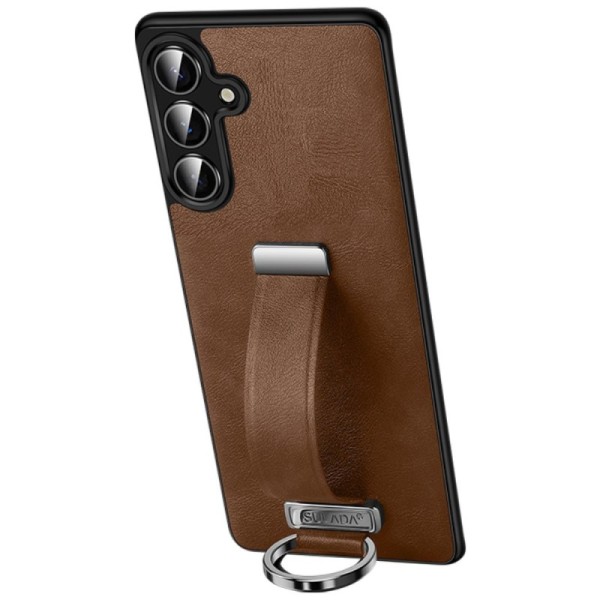 "SULADA" Leather Kickstand чехол - коричневый (Galaxy S25)