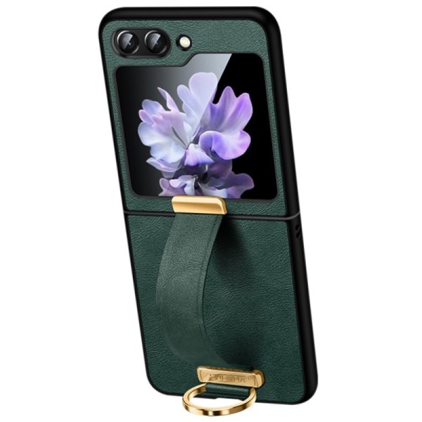 Кожаный чехол „Sulada“ Leather Kickstand - зелёный (Galaxy Flip7 FE / Flip6)