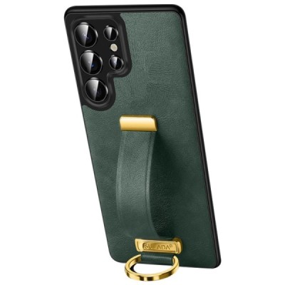 "SULADA" Leather Kickstand Samsung Galaxy S25 Ultra zaļš ādas apvalks | Vacins.lv