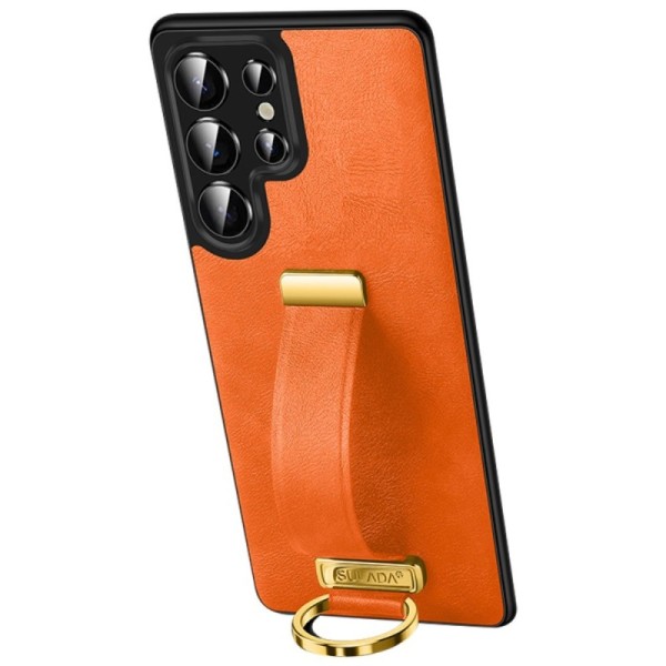 "SULADA" Leather Kickstand чехол - оранжевый (Galaxy S25 Ultra)