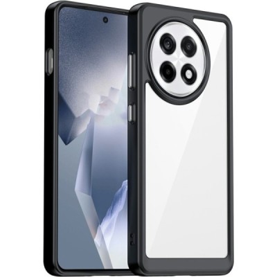 OnePlus 13R "Mofan" caurspīdīgs cieta silikona (TPU) apvalks - melns | vacins.lv