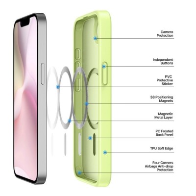 "DUX DUCIS" Yind MagSafe твердый силиконовый матовый (ТПУ) чехол - зелёный (iPhone 17e / 16e)