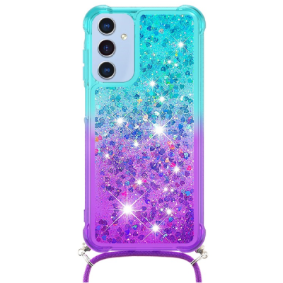 Samsung Galaxy A15 5G "Yibo" Shine Strap cietā silikona (TPU) vāciņš - violets/zils | Vacins.lv