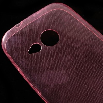 HTC One Mini 2 skaidrus (permatomas) kieto silikono TPU ploniausias pasaulyje rožinis dėklas / Priedai.lt