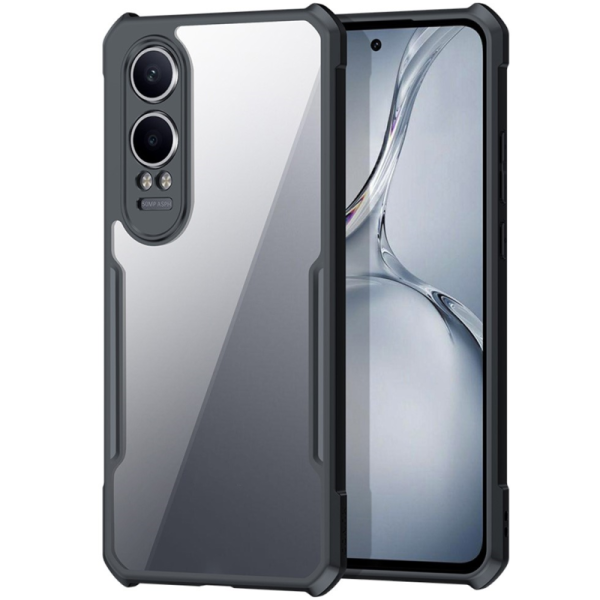 "XUNDD" cieta silikona (TPU) akrils apvalks - dzidrs / melns (OnePlus Nord CE4 Lite 5G)