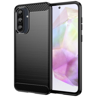 Samsung Galaxy A56 / A36 "Carbon" cieta silikona (TPU) melns apvalks | Vacins.lv
