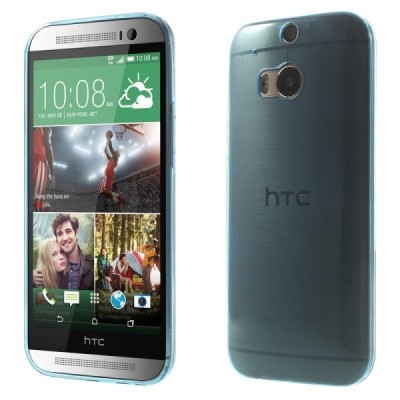 HTC One M8 dzidrs (caurspīdīgs) cieta silikona TPU pasaulē planākais zils futrālis / Vacins.lv