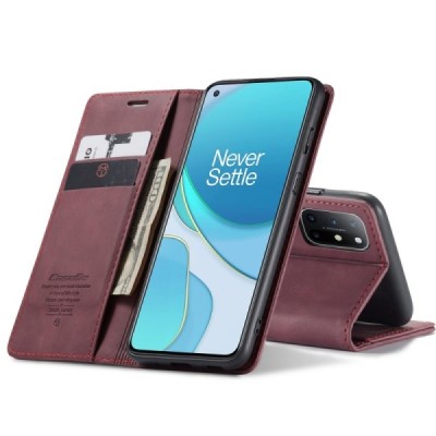 OnePlus 8T CaseMe Retro открываемый, бордовый, кожаный чехол – книжка | Vacins.lv