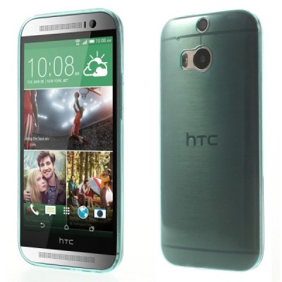 HTC One M8 dzidrs (caurspīdīgs) cieta silikona TPU pasaulē planākais gaiši zils futrālis / Vacins.lv