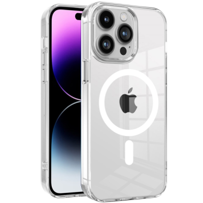 "Tubi" MagSafe Apple iPhone 14 Pro Max dzidrs, caurspīdīgs cieta silikona apvalks aizmugurējais vāciņš | vacins.lv