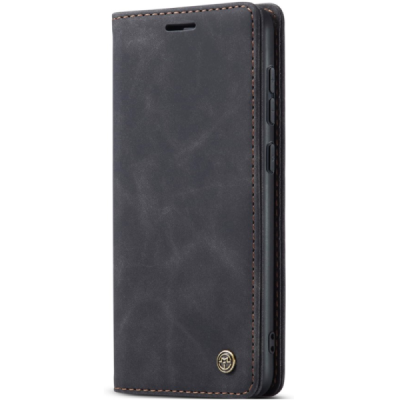 Samsung Galaxy S24 / S25 CaseMe Retro solīds atvēramais ādas melns maciņš - maks | Vacins.lv