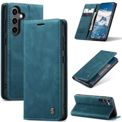 Samsung Galaxy S24 / S25 CaseMe Retro solīds atvēramais ādas zaļš maciņš - maks | Vacins.lv