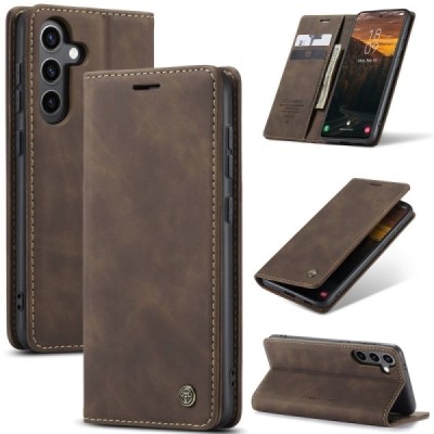 Samsung Galaxy S24 / S25 CaseMe Retro открываемый, коричневый цвета, кожаный чехол – книжка | Vacins.lv