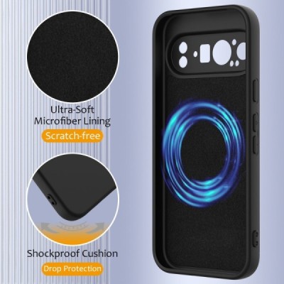 Google Pixel 9 Pro XL "Shell" MagSafe твердый силиконовый (TPU) чёрный чехол | Vacins.lv