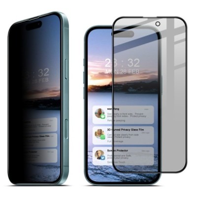 Apple iPhone 16 "IMAK" Tempered Glass privāta melns ekrāna aizsargstikls | Vacins.lv