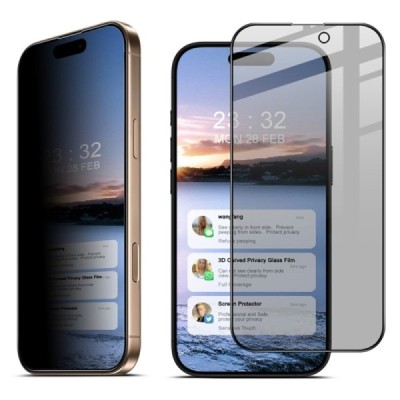 Apple iPhone 16 Pro Max "IMAK" Tempered Glass privāta melns ekrāna aizsargstikls | Vacins.lv