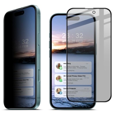 Apple iPhone 16 Plus "IMAK" Tempered Glass privāta melns ekrāna aizsargstikls | Vacins.lv