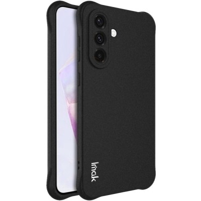 Samsung Galaxy A56 "Imak" pastiprinātas aizsardzības cieta silikona matēta (TPU) melns vāciņš | Vacins.lv