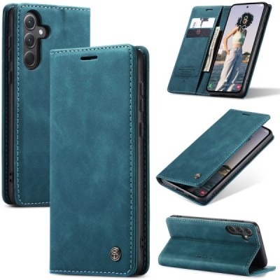 Samsung Galaxy A36 CaseMe Retro solīds atvēramais ādas zaļš maciņš - maks | Vacins.lv