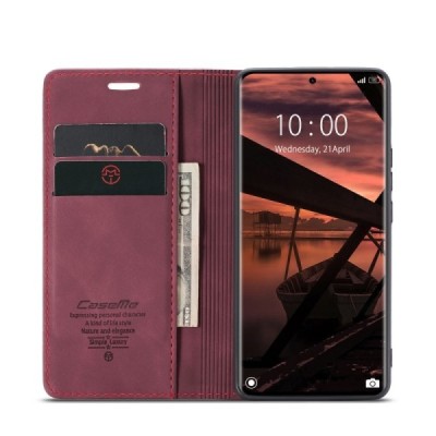 Xiaomi Redmi Note 14 Pro (Pro+) 5G (Poco X7 5G) CaseMe Retro открываемый, бордовый, кожаный чехол – книжка | Vacins.lv